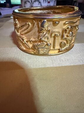 Elizabeth Taylor collection Egyptian Motif Gold-Tone Decorative Cuff Bracelet.